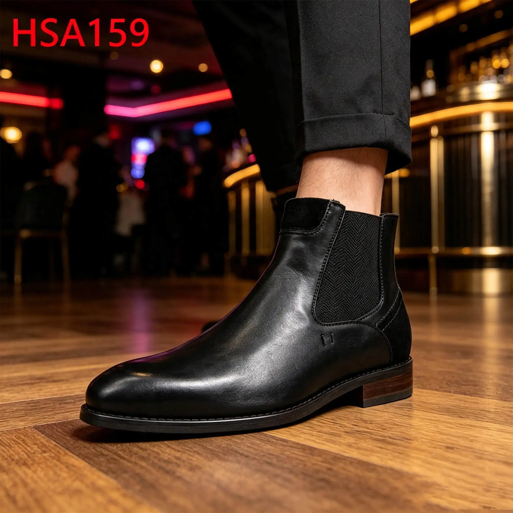 ZYF,Party Prom Sharp&round Toe French Style Men Leather Boots Wedding Church 5 '' Fashion Hua Singh Uniform Shoes HSA159