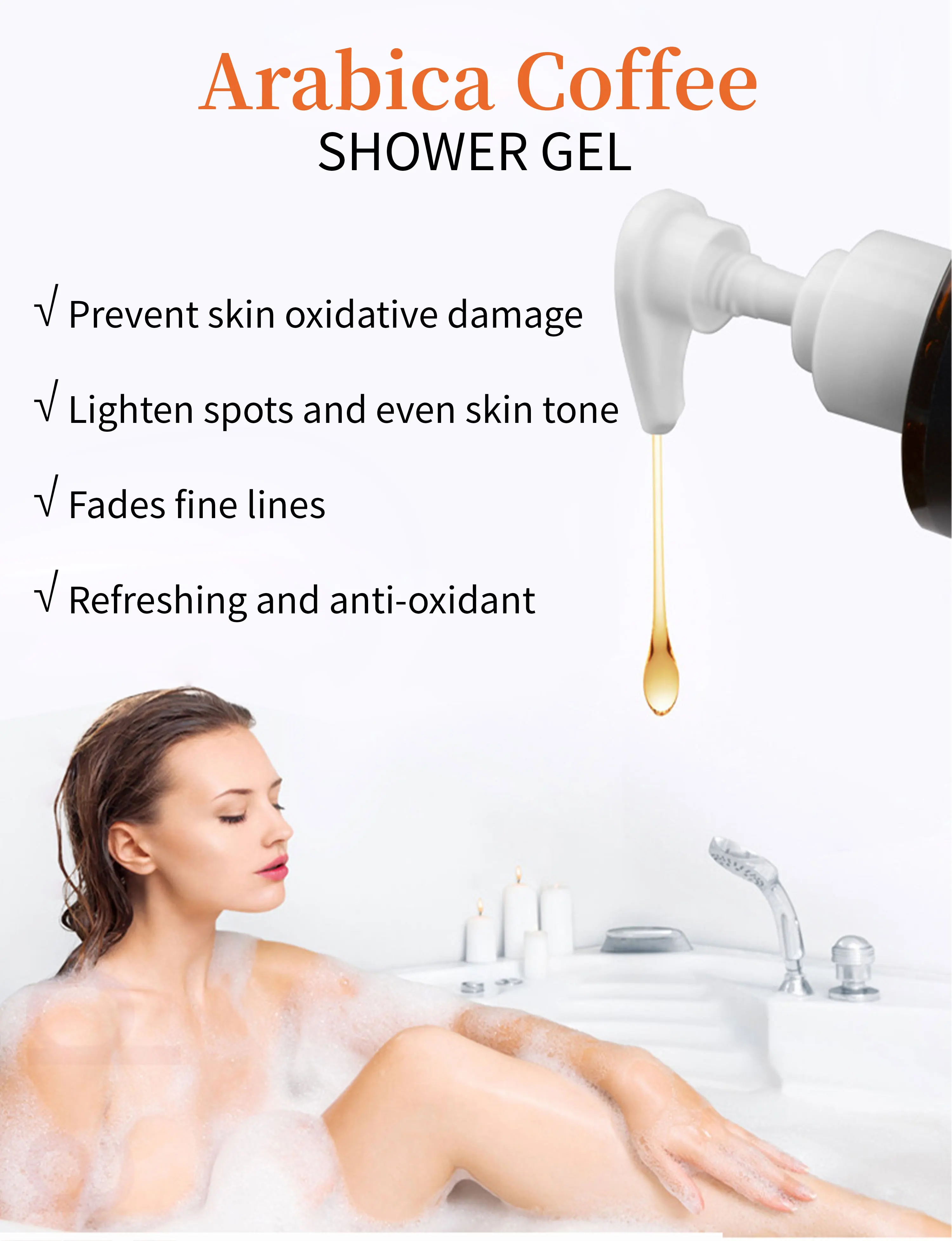 Body Wash Whitening Exfoliating Scrub Coffee Shower Gel Moisturize Nourish Bath Skincare