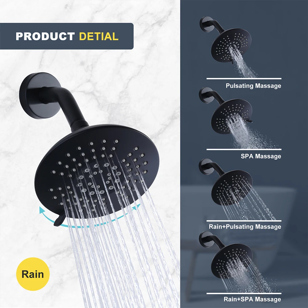 6 Inch Rain Shower Head Shower System With Tub Filler Spout,Shower Tub