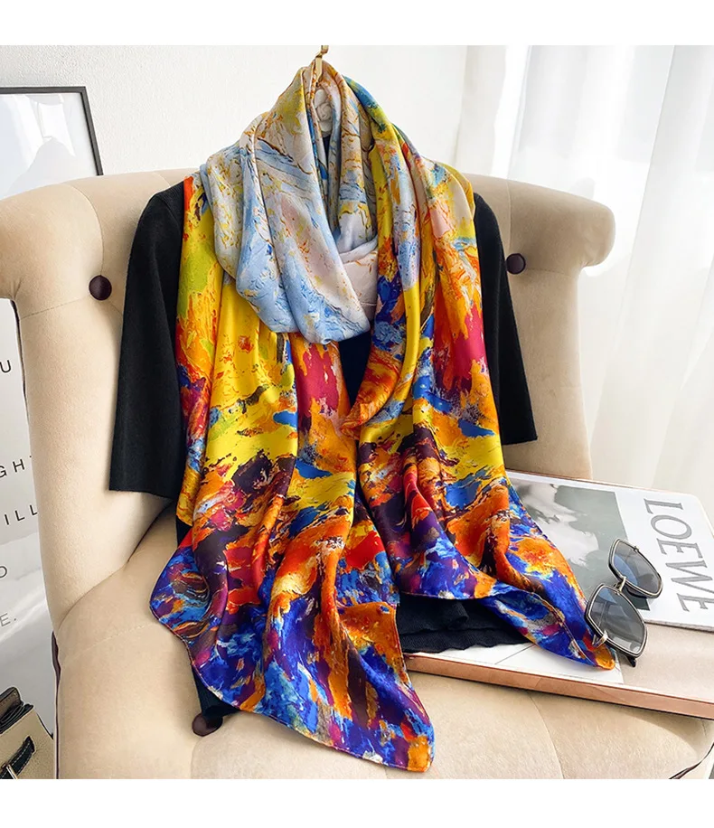 Wholesale Hot Sale 2022 Luxury Designer Horse Printed Large Silk Head  Scarves Muslim Hijabs Fashion Women Silk Scarf With Chain Pattern From  m.