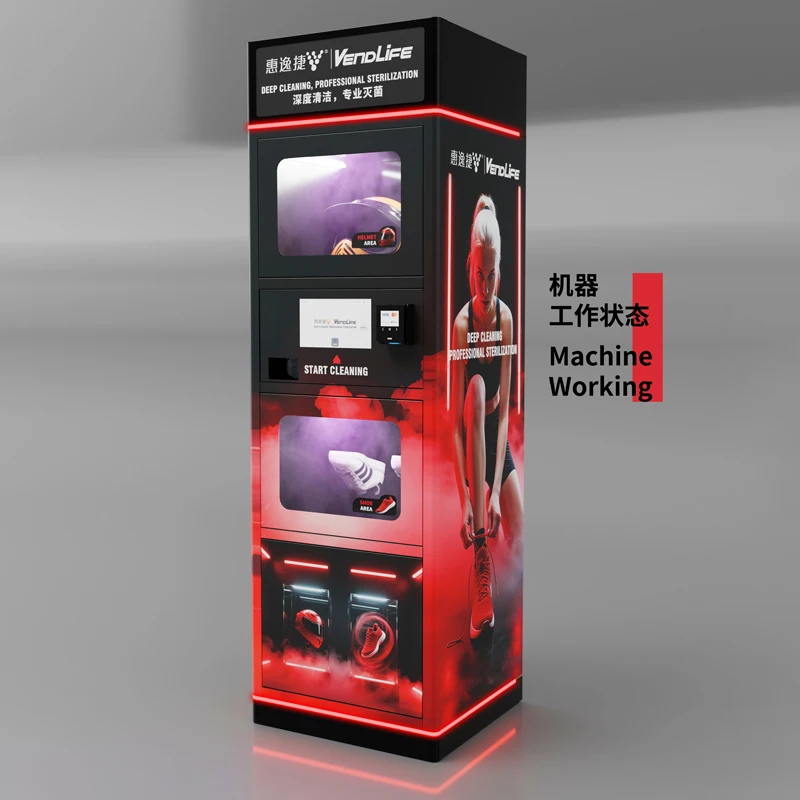 Vendlife Dual Compartment Bike Motorcycle Helmet Cleaning Vending Machine Shoes Vendo Machine for Dry Washing and Deodorant