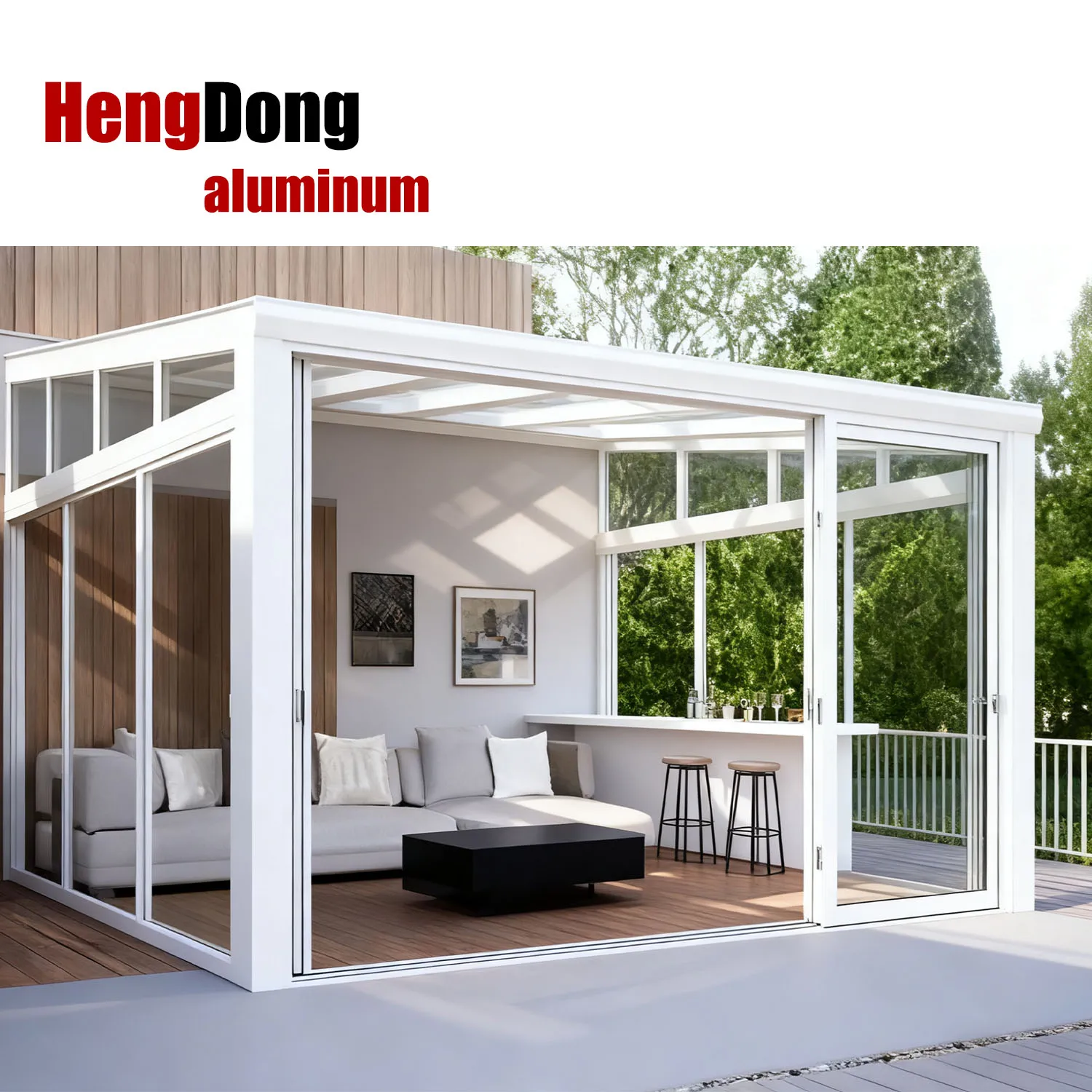 European Style Four-Season Aluminium Veranda Conservatory Terrassendach Glass Winter Garden Sunroom Custom Cutting Processing
