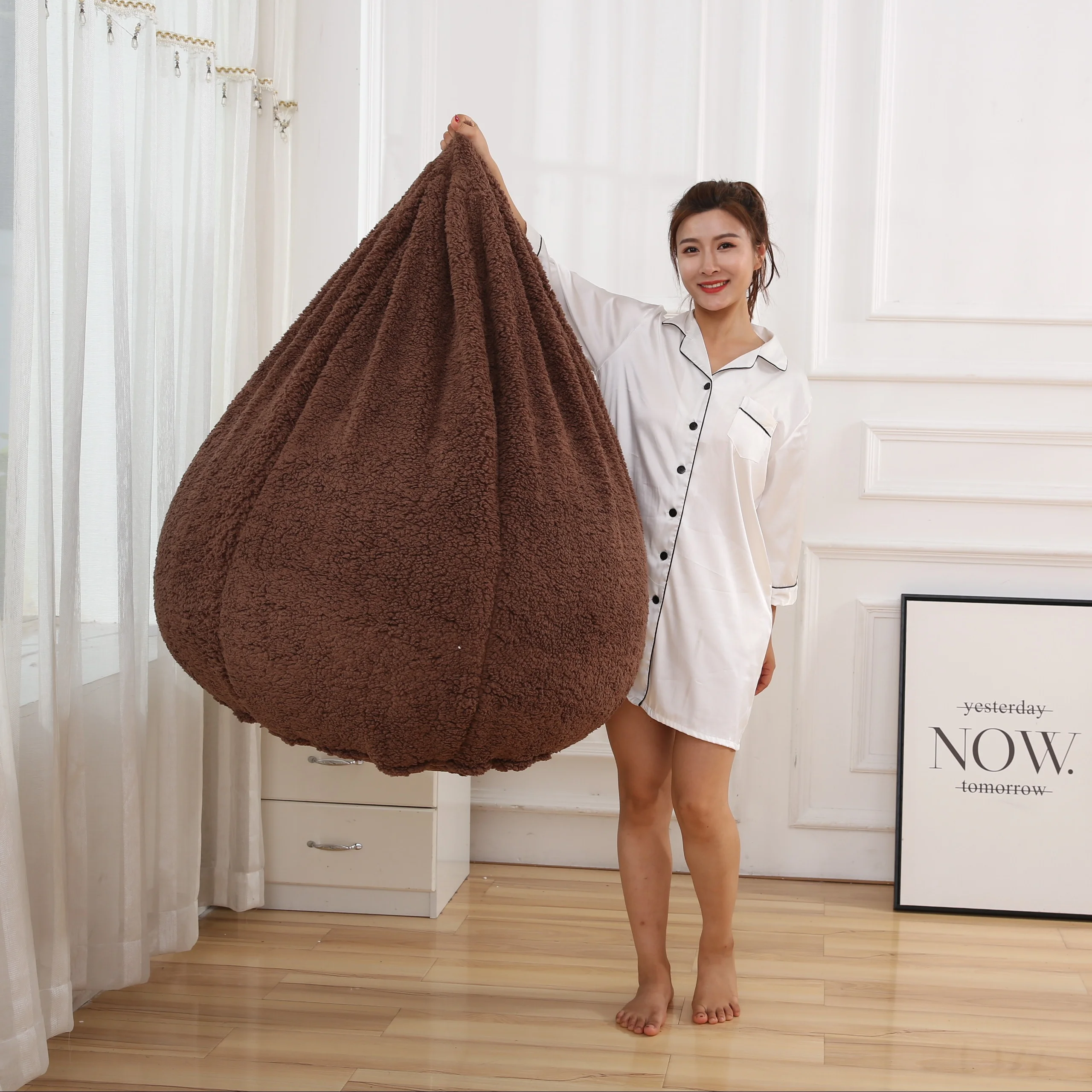 VISI Filling Soft Stool Leisure Sofa Chair Flocking Sofa Bed Living Room Furniture Double People Furniture Bean Bag Lazy Sofa