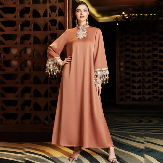 Wholesale Custom Plus Size Lady Elegant Long Sleeve Islamic Muslim Abaya Wedding Party Maxi Women Dresses