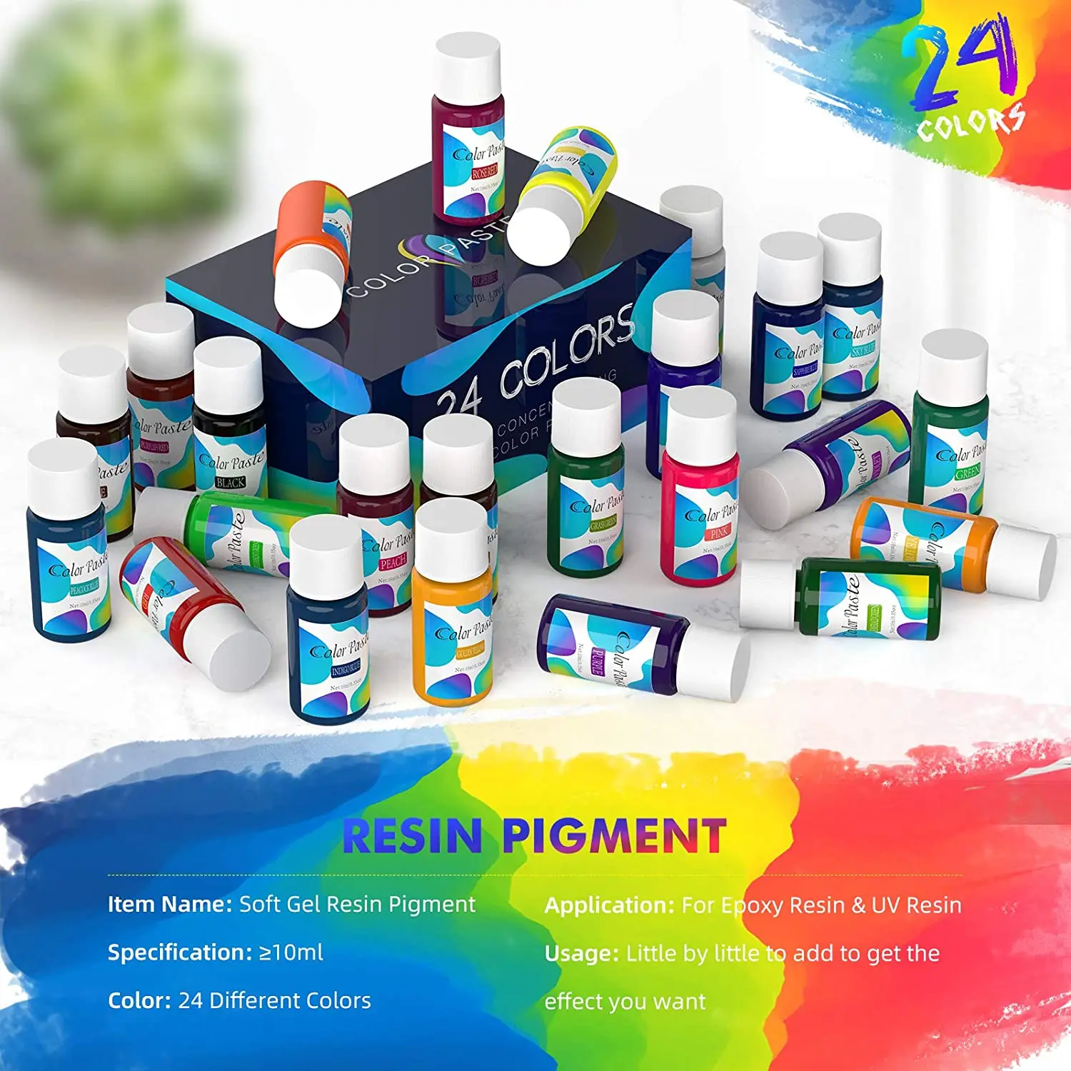 24 Pigment Pastes for Epoxy Resin Jars Set - Thick Pigment Paste - Opaque  Resin Pigment - Solid Epoxy Resin Dye - Resin Paste Pigment - Epoxy Resin