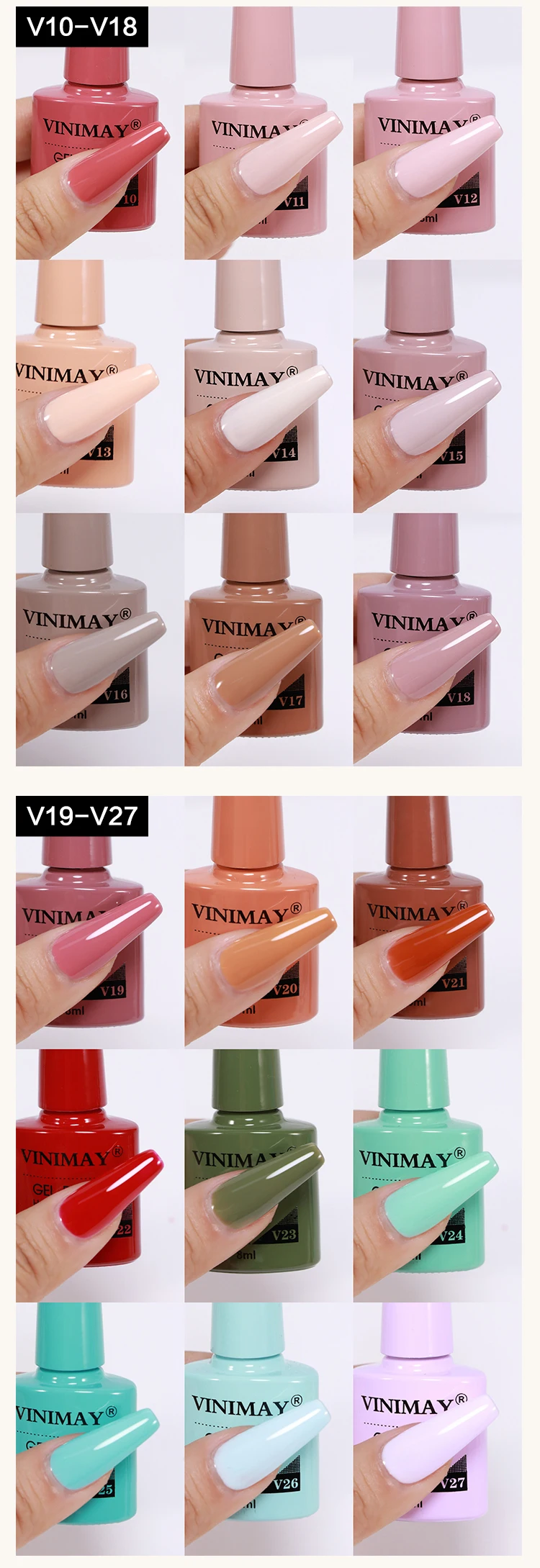 Vinimay 60-Color UV Gel Nail Polish Set Wholesale Soak Nail Polish Bottle Packaging Top Model Free Sample MSDS Certificate Art factory