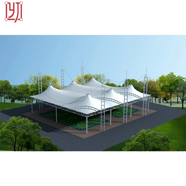 Баскетбольная площадка для бадминтона, Натяжная мембранная конструкция, Солнцезащитный парус и мембранная конструкция