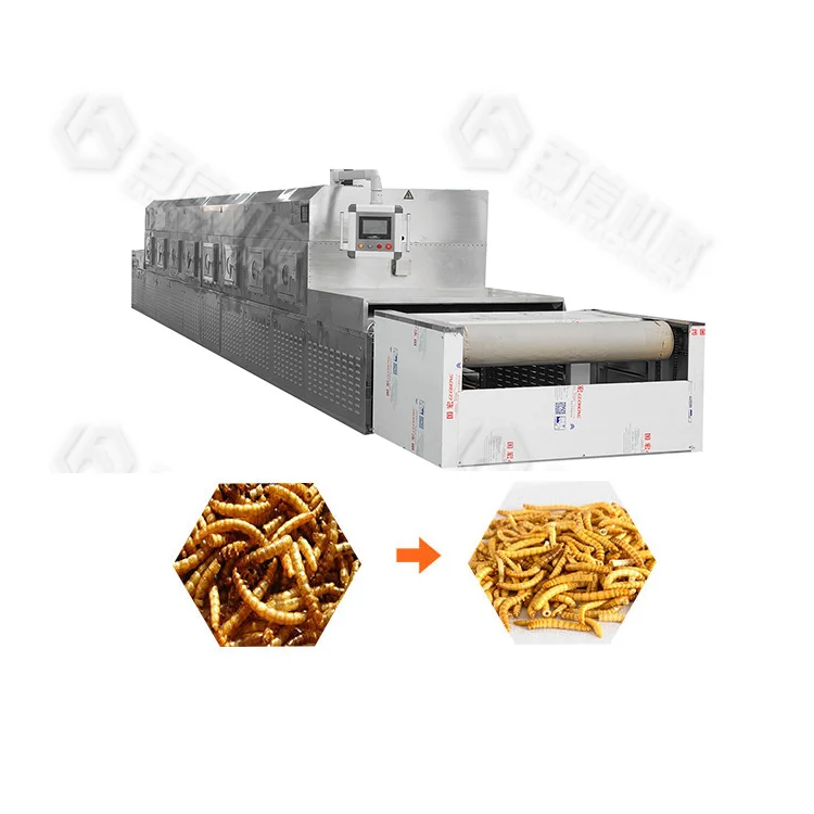Mealworm BSF Larvae Maggot Drying Machine Microwave Tunnel Drying Equipment Insect Fish Feed Dryer Machine