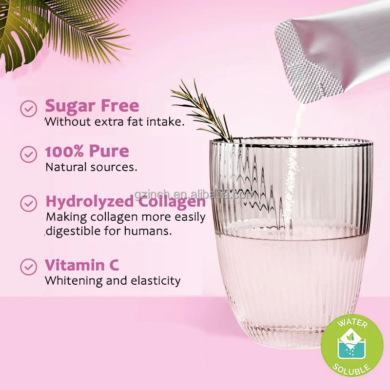 Premium Powder Halal Vegan Collagen Peptide Drink Vitamin C Whitening Marine Collagen Drinking Powder for Skin