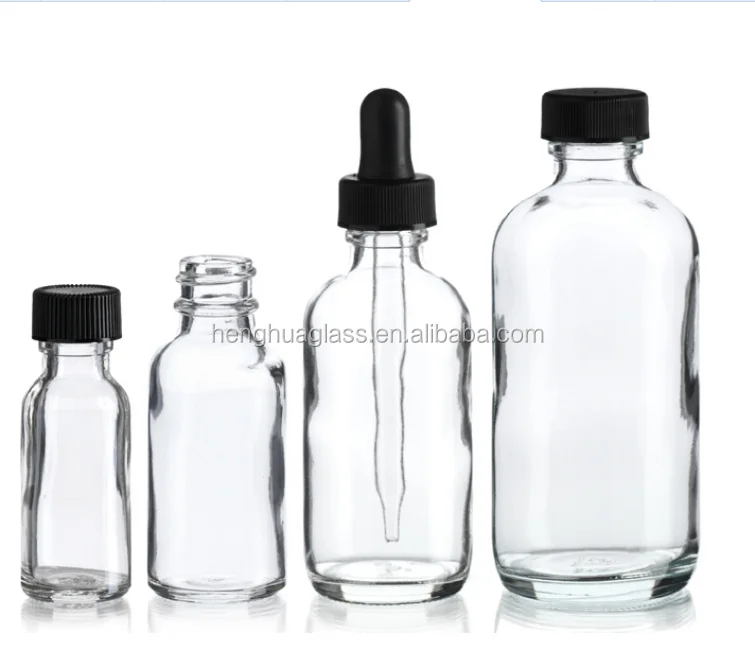 1/2 oz 1oz 2oz 4oz 8oz 16oz 32oz 15ml 30ml 60ml 120ml 240ml 500ml 1000ml clear Round Glass boston Bottle with
