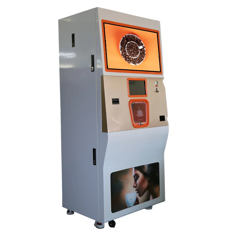 32 インチのタッチ スクリーンが付いている自動熱いおよび冷たいコーヒーの自動販売機挽きたてのコーヒーの自動販売機