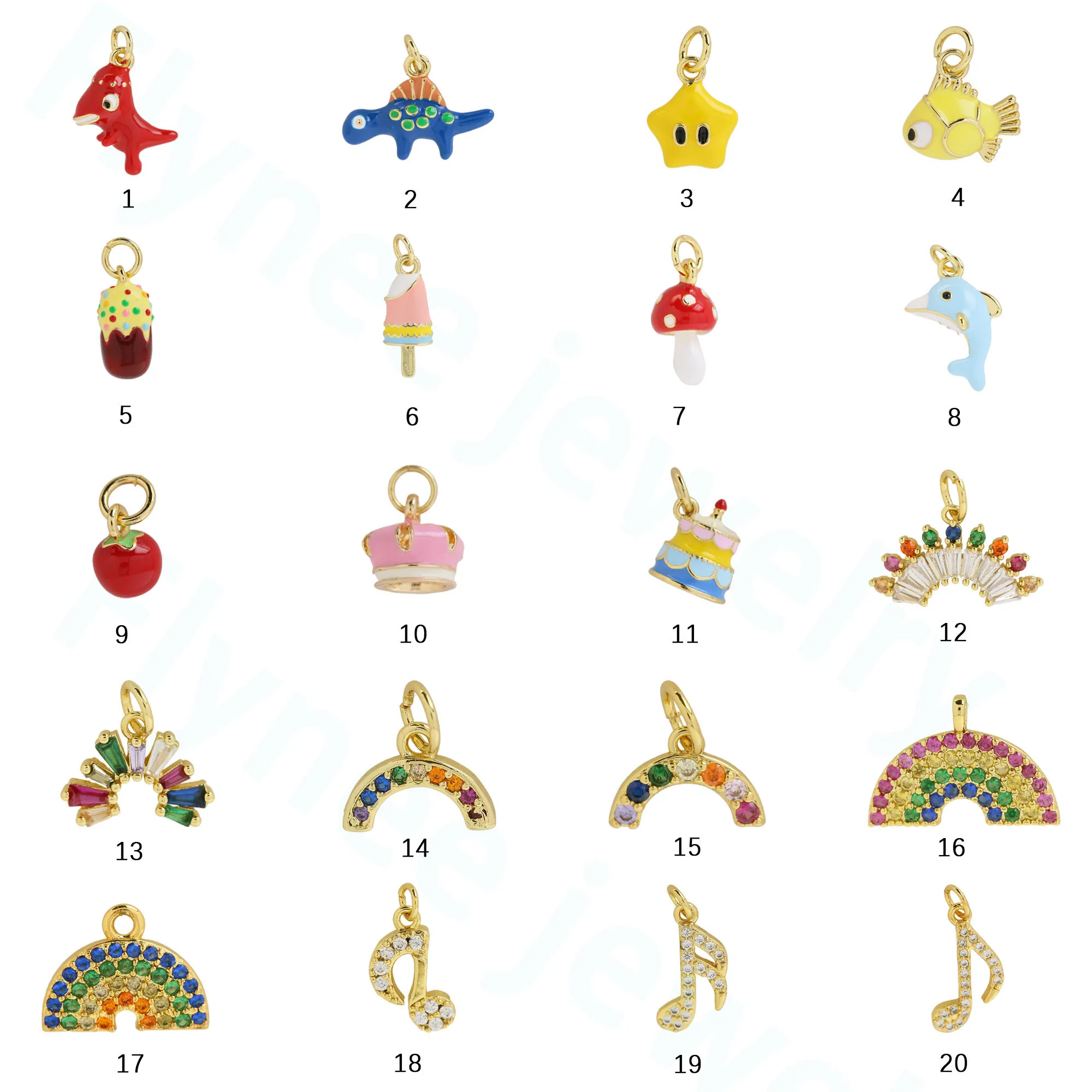 Dainty Mini Small Clear CZ Charm Gold Plated Tiny Zircon Cubic Zirconia Girl Boy Heart Hand Animal Charms Pendants Wholesale