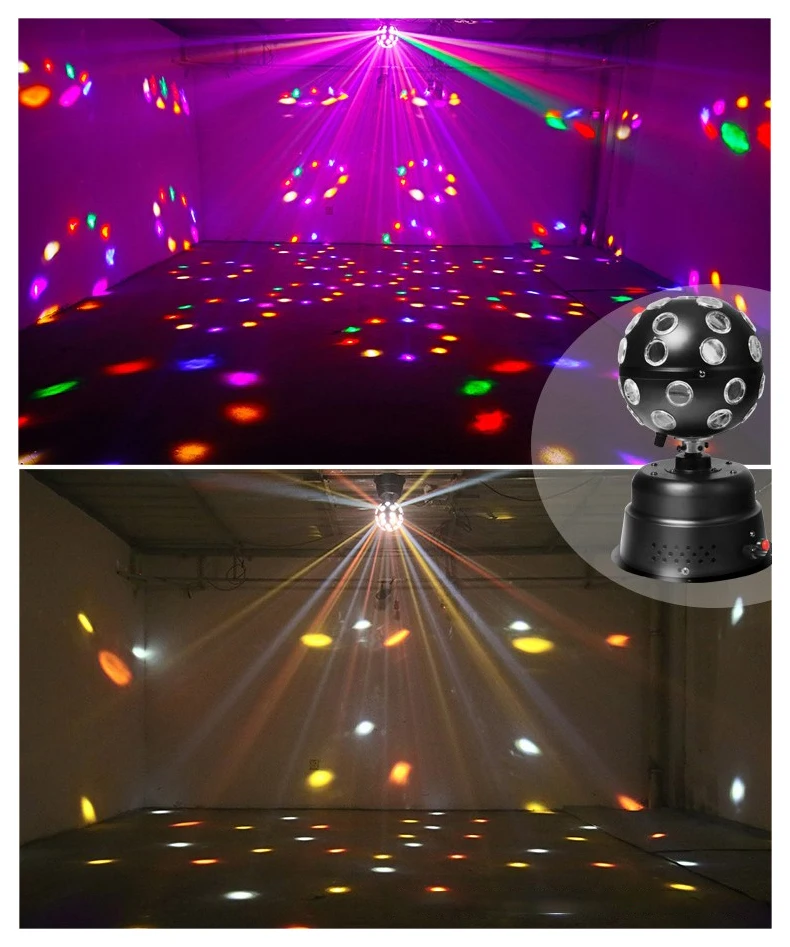 ZJI Spinning Disco Ball with 9 colors LED Light for Parties Bars Clubs Lighting Halloween Christmas Flare