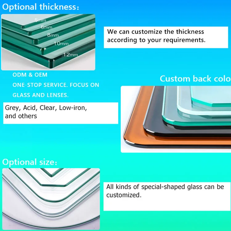 Производитель со стандартным индивидуальным защитным закаленным стеклом, нарезанным по размеру, стекло для настольного стекла