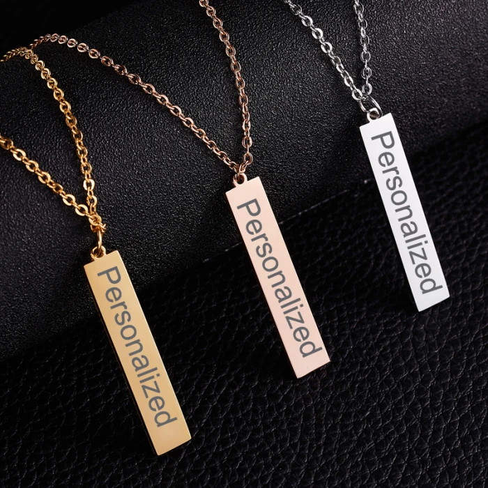 Vertical Bar Free Laser Engrave Silver 