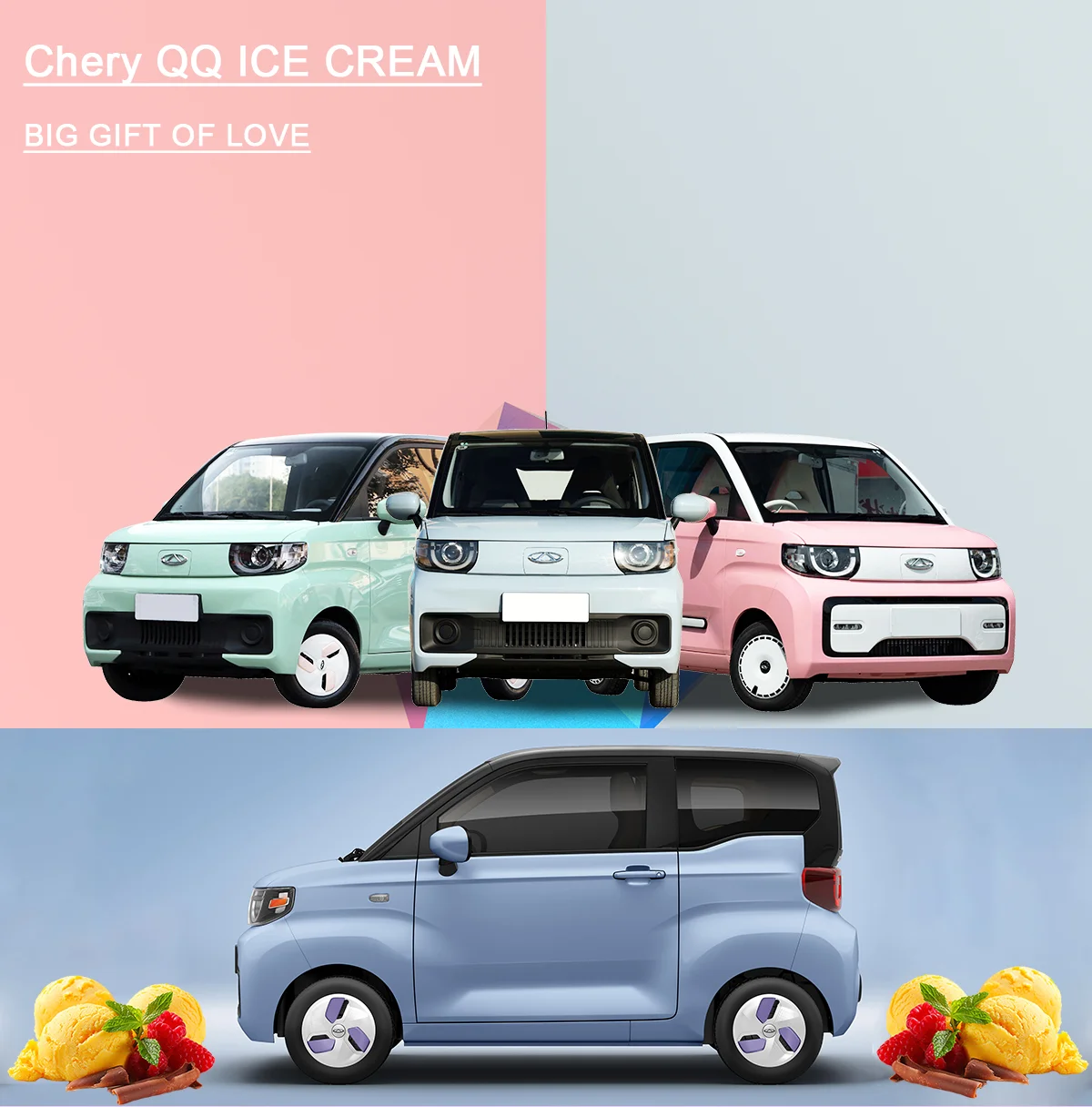 Chery QQ Ice Cream Cheap Small hot sale 2024 Mini Automotive New Energy Car wuling mini details