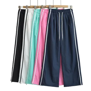 New Style Women's Oversize Wide Leg Pants Soft Comfortable Leisure Color Contrast Outdoor Cargo Sweatpants