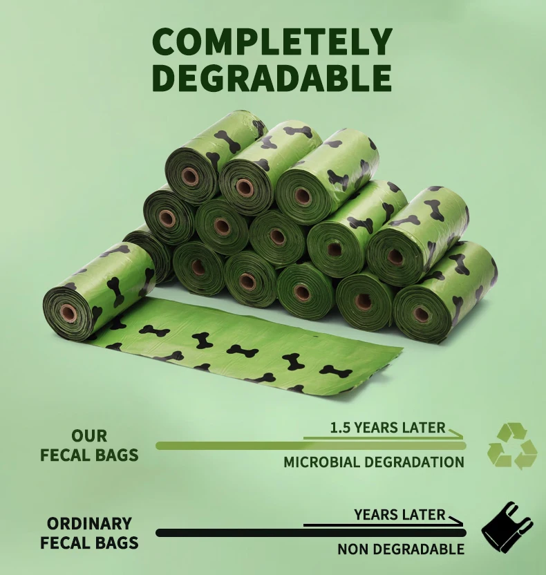 Custom Print Logo Pet Poop Waste Disposal Bag Ecofriendly Cornstarch