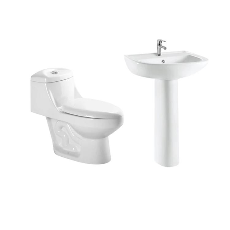 Factory Lowest Price Ceramic One Piece Inodoros toilets and sinks bathroom Pedestal Basin Sets