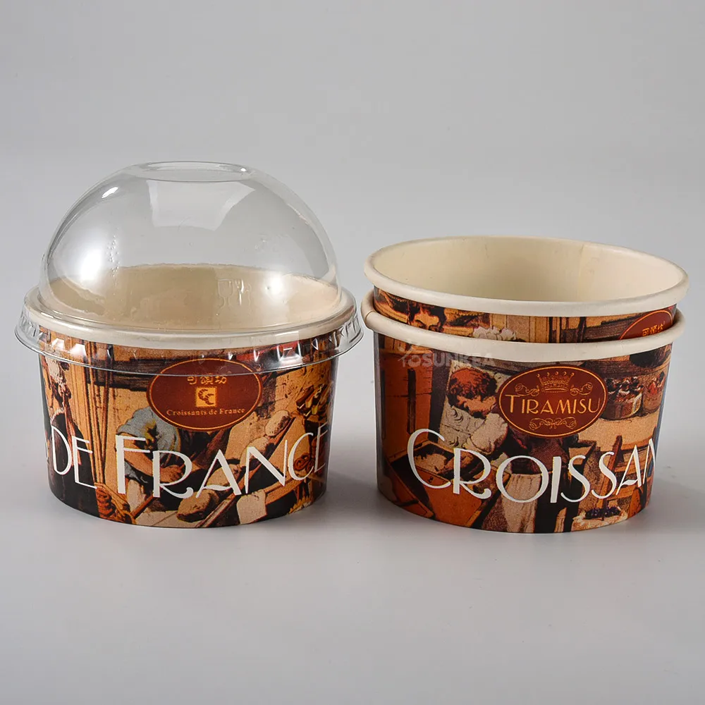 Custom Wholesale Printed Disposable Yogurt Ice Cream Paper Cups With