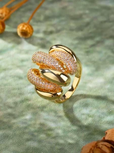 Women's Classic Engagement and Wedding Occasion Ring Gold Plated Sparkling Zircon Gemstone in Brass