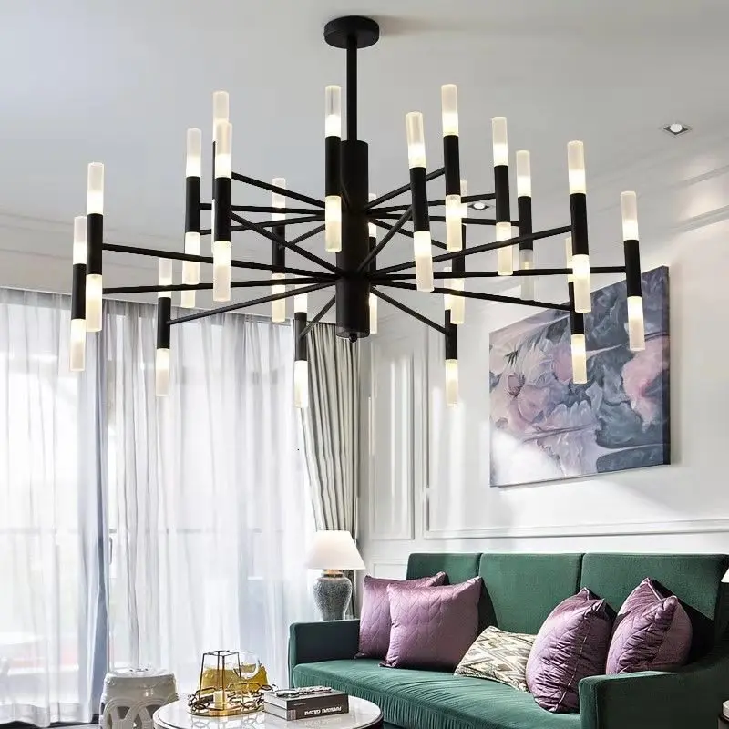 JYLIGHTING Post Modern Design Gold Acrylic Tube Pendant Light Led Project Light