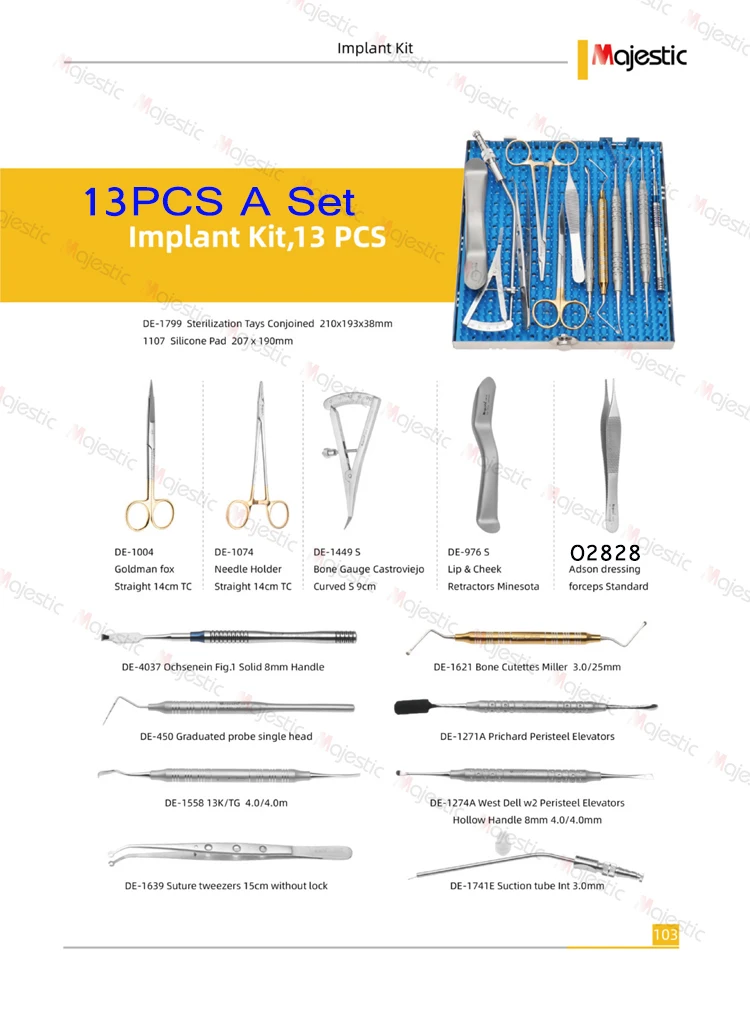 Universal Instrument Kit Universal Implant Equipment Surgery Tools 12pcs/18pcs/26pcs Dental ...