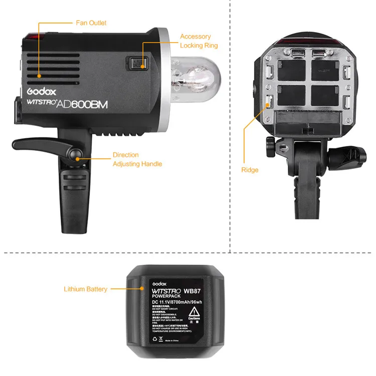 AD600BM 600W Studio Flash Light Portable Outdoor Studio Flash Light for AD600 Series Photography Strobe Flash Light