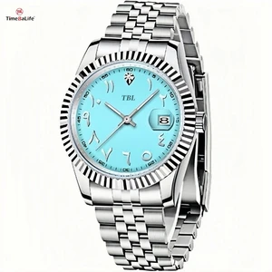Full Stainless Steel Luxury Blue Men's Watch OEM Custom Logo High Quality Miyota Arabic Dial Quartz Watches