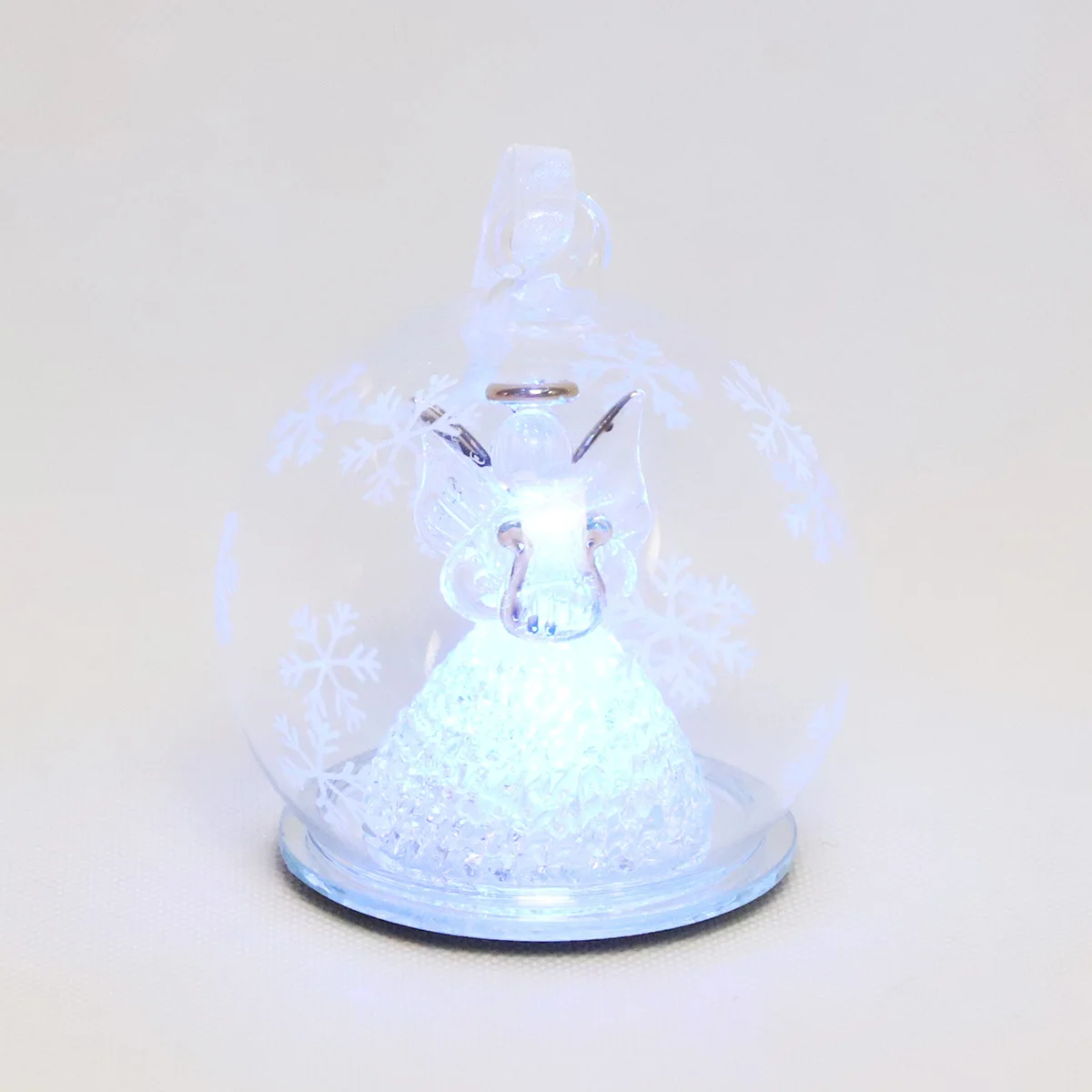 Christmas Hanging Decorative Ornament Lighted Glass Christmas Angel Holding Star Snow Globe Decorations Ball Ornament supplier