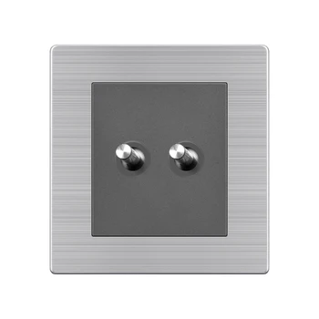86 Wall switch Building electrical stainless steel gray 2 gang 2 way lever switch Single open double control decorative panel EU