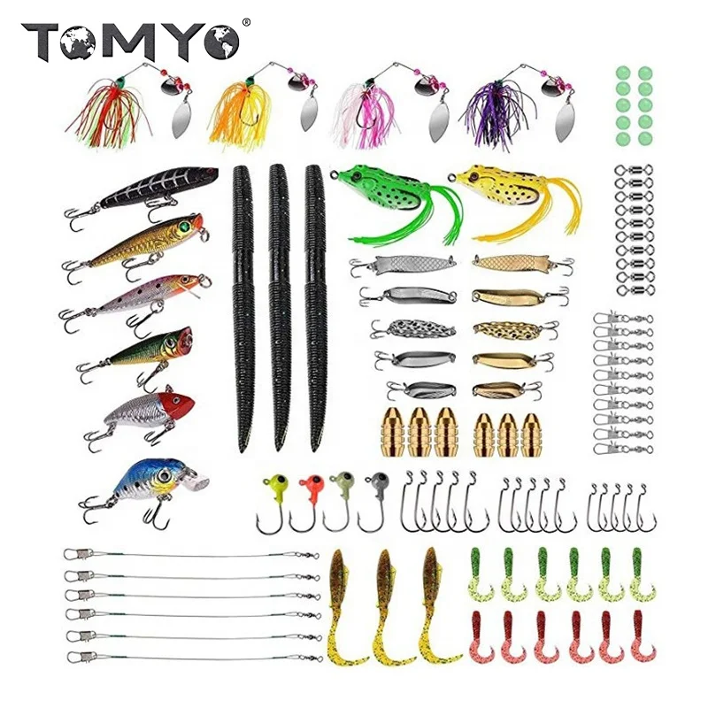 Какие приманки нужны для спиннинга Tomyo 102pcs Fishing Accessories Kit,Including Jig Hooks,Bullet Bass Casting Sin