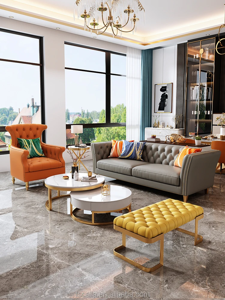 Modern Leisure Leather Single Seat Sofa Chair Luxury Hotel Home Living Room Relaxing