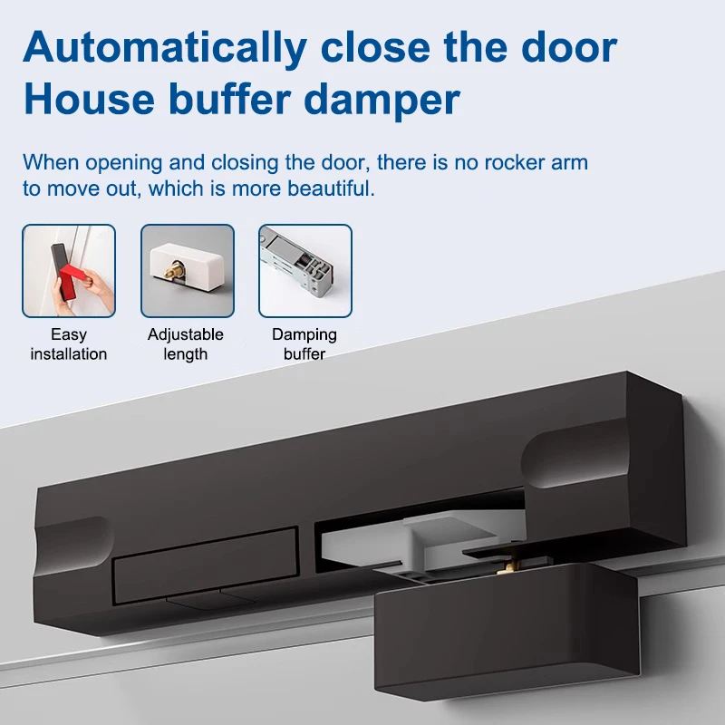 Heavy Duty Wooden Parallel Arm Soft Interior Hidden Air Hotel Automatic Adjustable Hydraulic Pistons Damping Buffer Door Closer