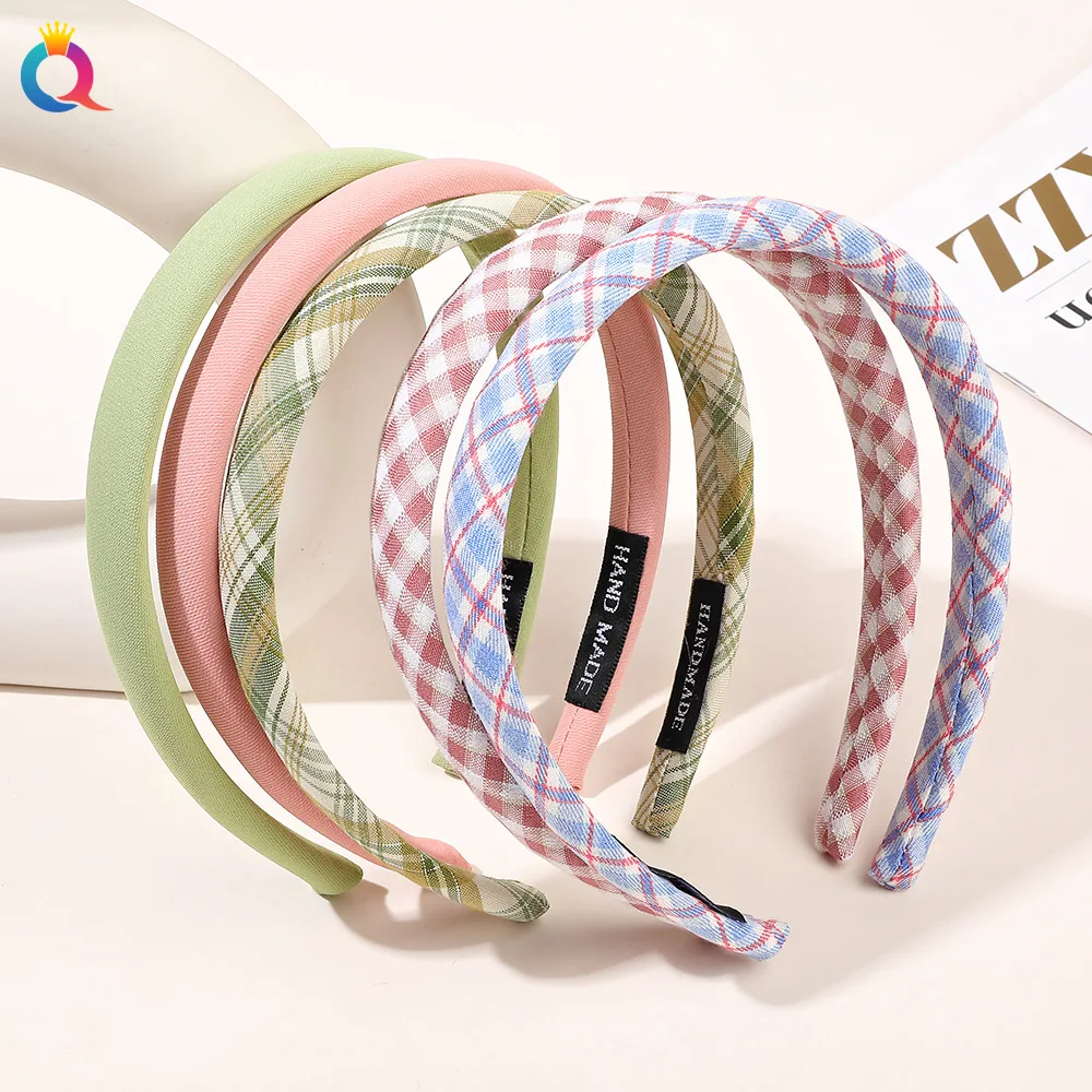 Checkered Pattern Headband Thin Hair Band Hoop Loop Women Hair 