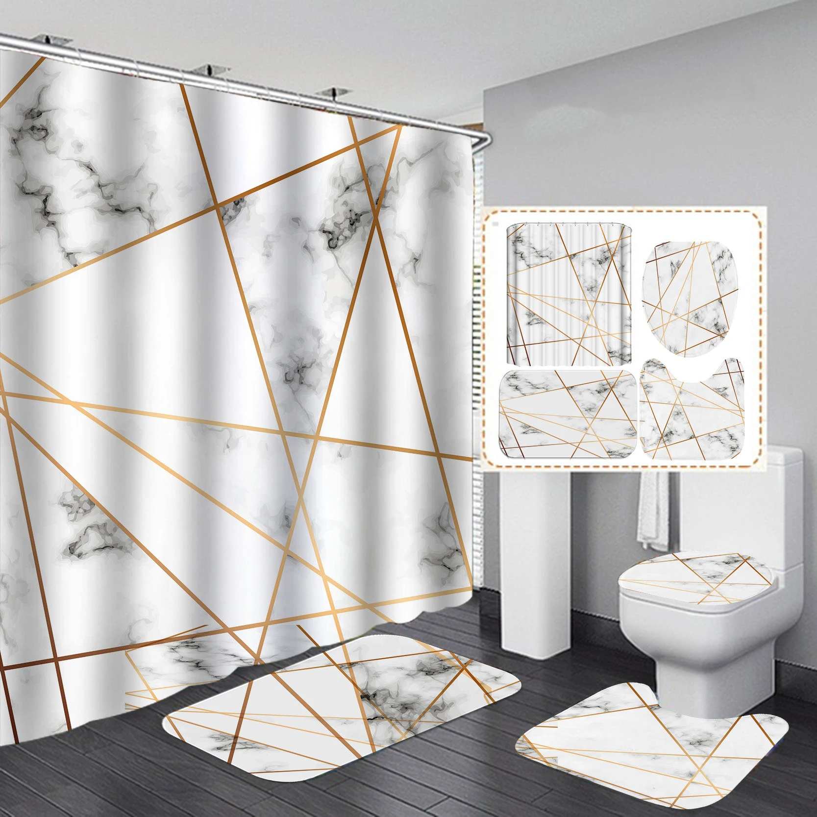 2020 New Modern Style Waterproof Fabric Material Shower Curtain