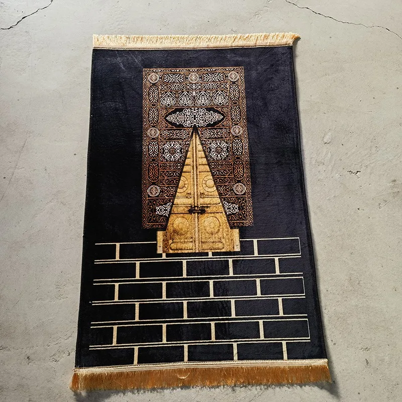 Luxury Thickened Flannel Muslim Prayer Mat With Soft Tassel Design_voghion.com