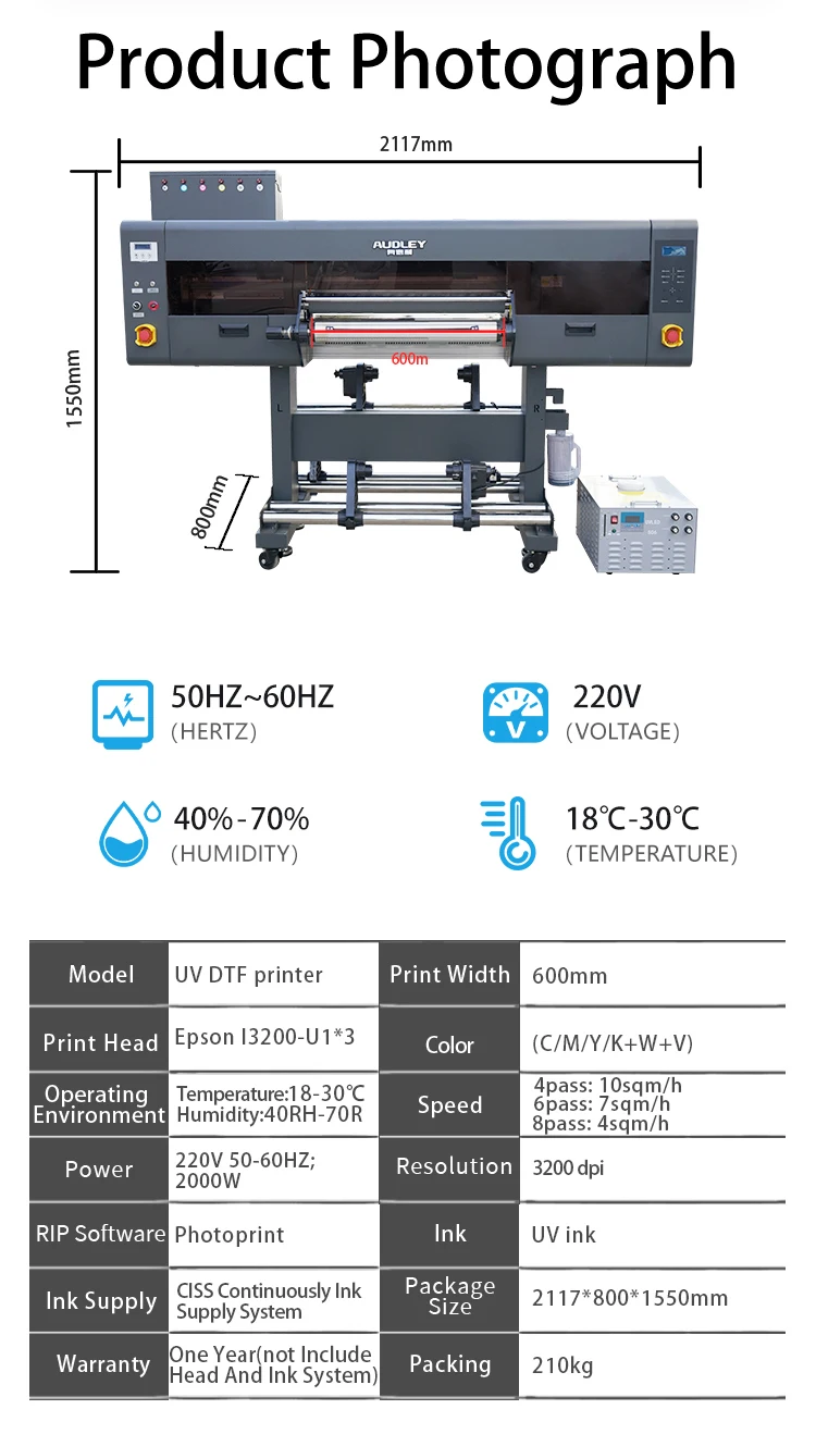 Audley A3 Uv Dtf Sticker Printer With Laminator With Three Epson I3200