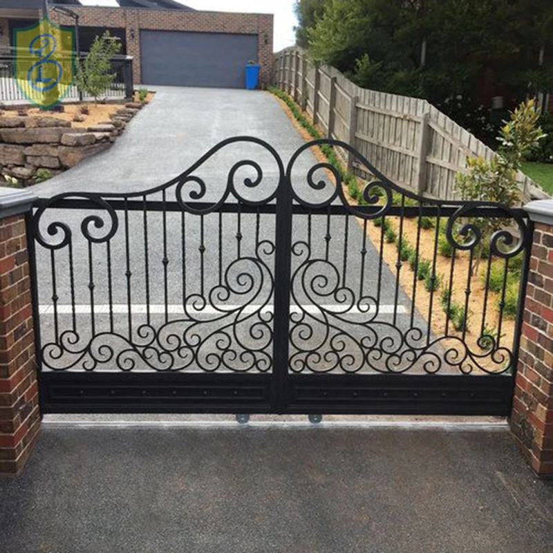 Modern Design Motorized Automatic Wrought Iron Driveway Gate Louver Fence Gate for Home and Garden