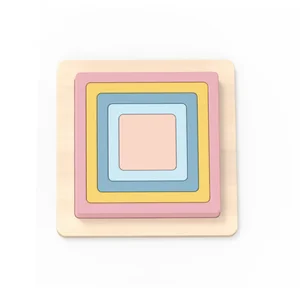 Unisex Montessori Educational Pretend Play Set Nontoxic Wood Geometric Puzzle Toy for 18M+ Kids Home Use Safety Toys