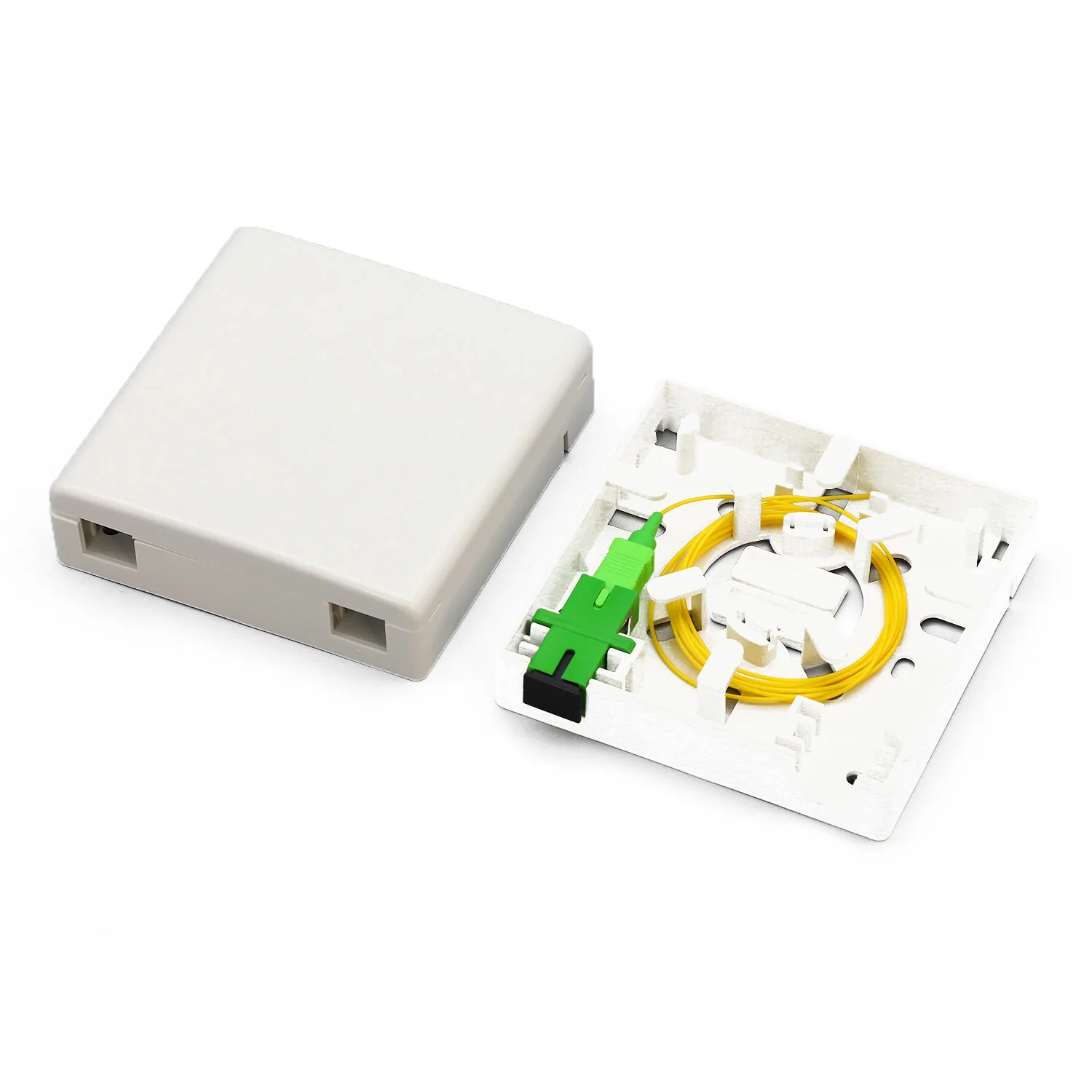 Indoor 86*86mm Mini 2 Core FTTH Fiber Optic Termination Box Wall Mounted 86 Face Plate