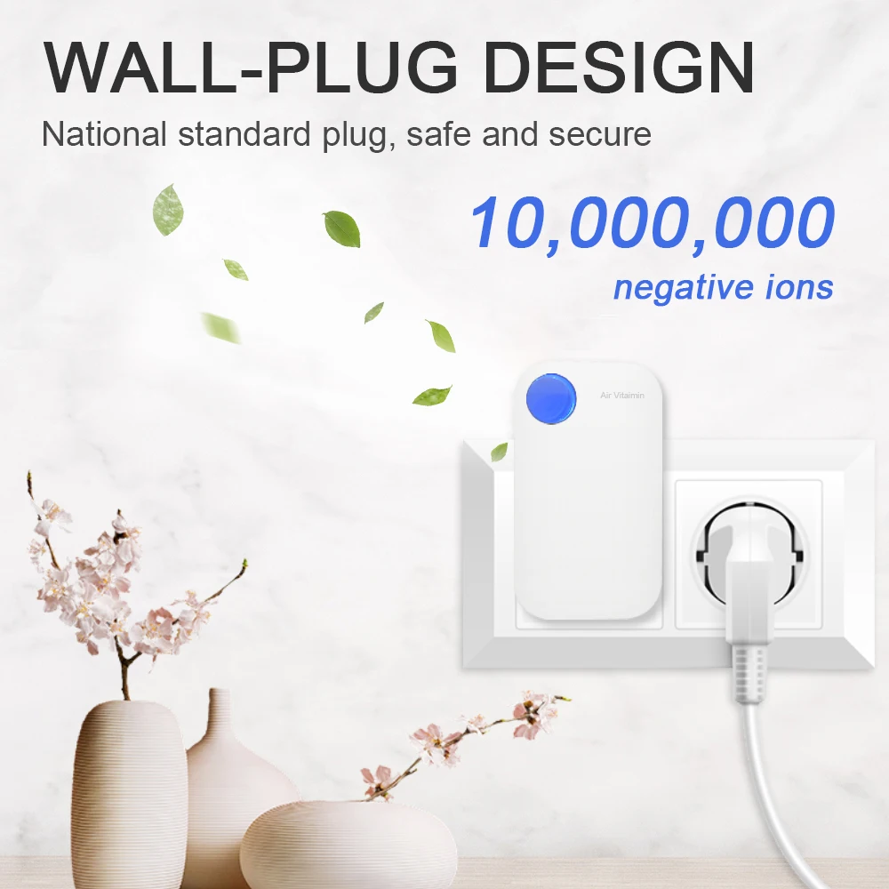 Mini Wall Plug in Mini Negative Ionizer Function Toilet Deodorization Air Purifier System