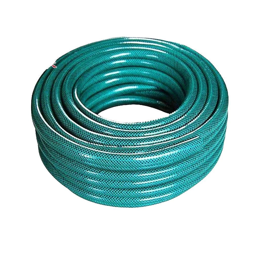 Lightweight, high-pressure, flexible PVC braided garden hose – durable, leak-proof, and knot-resistant. Comes with a nozzle attachment, perfect for irrigation purposes.