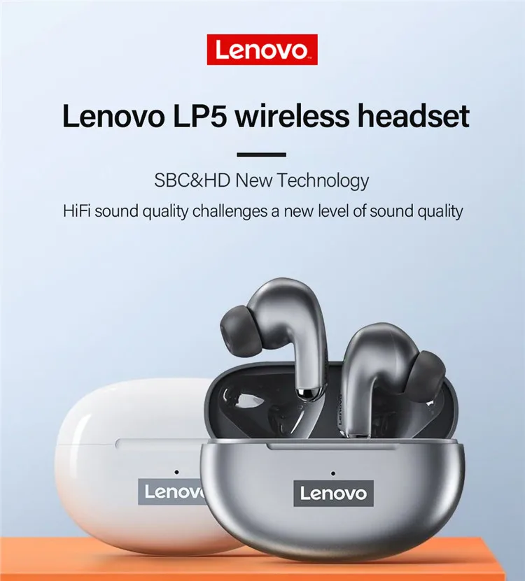 2022 New 100% Original Wireless HiFi Music Earphone With Mic Headphones Sports Waterproof Headset Earbuds Lenovo LP5