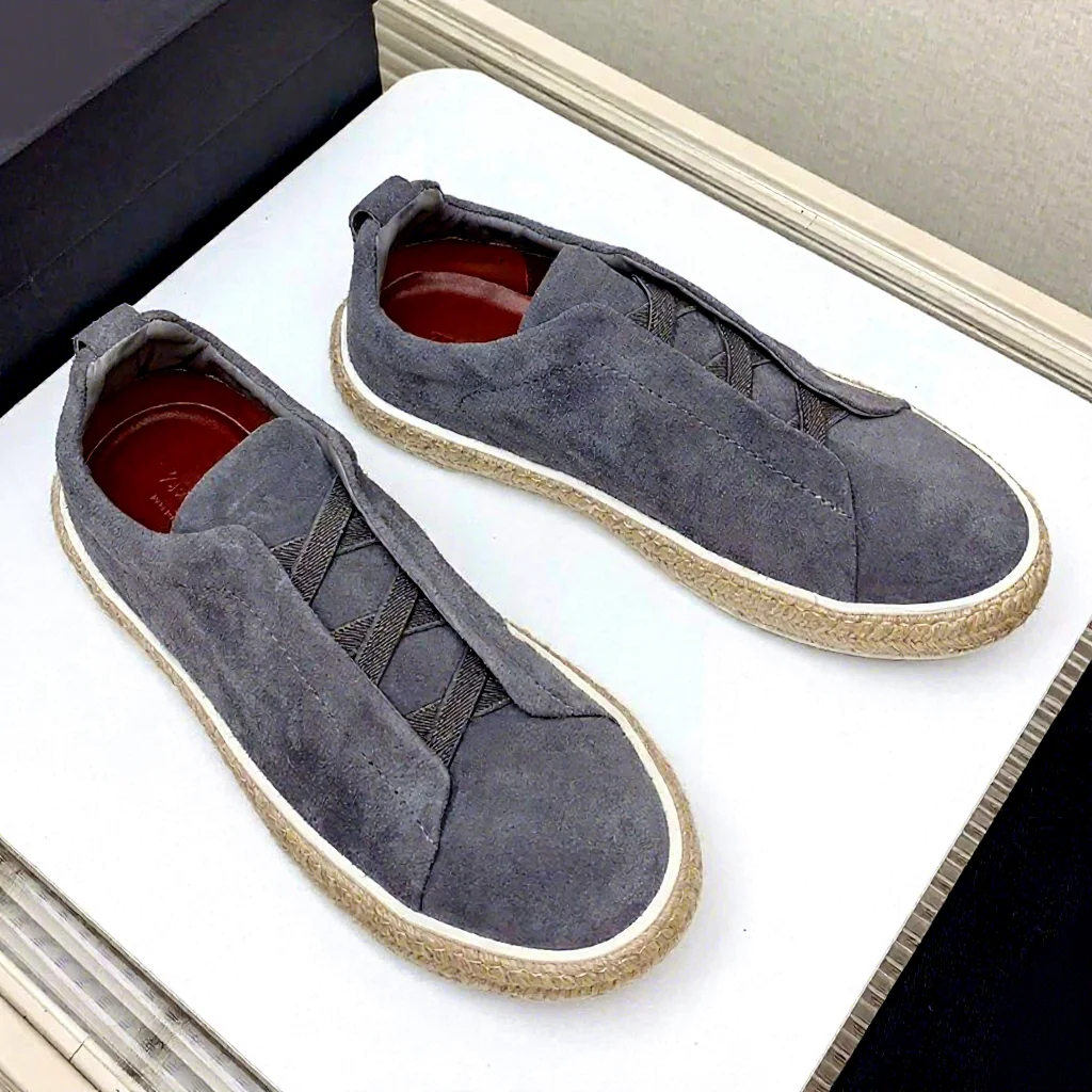 Top Quality Men's Flat Casual Sneakers, New Style Fashion Brand Designer Luxury Genuine Leather Men's Resort Casual Shoes