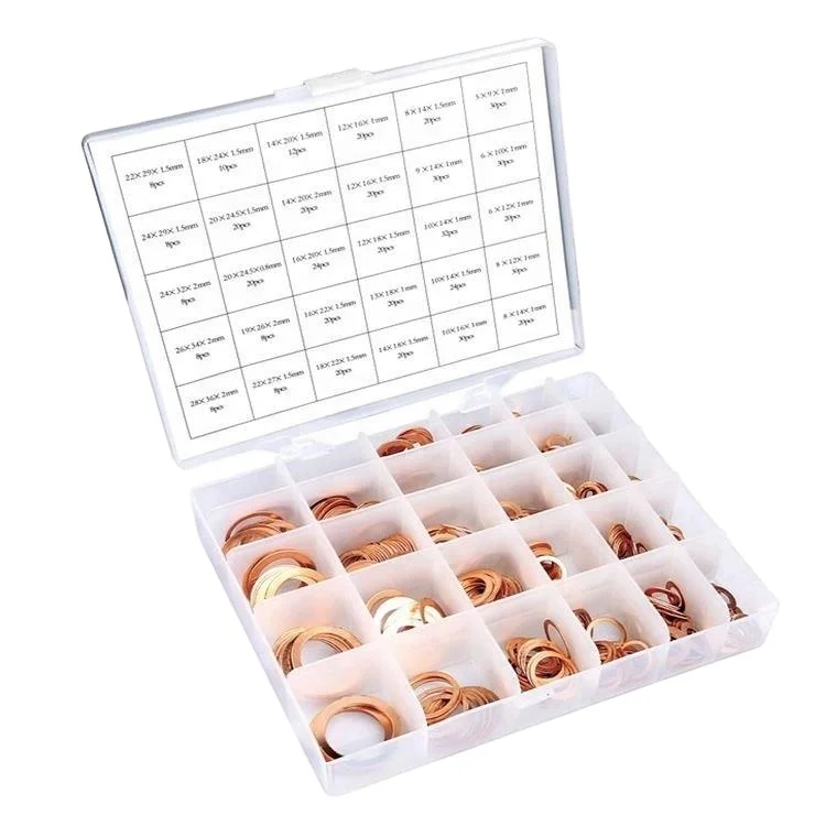 568pcs 30 Valuues Metric Copper Flat Ring Washer Gaskets Assortment Kit