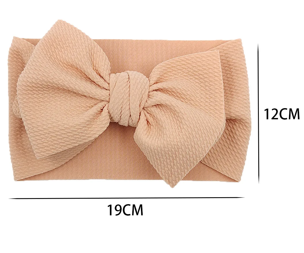 Kids Big Bow Soft Elastic Waffle Headband Solid Color Big Bow Head Wrap