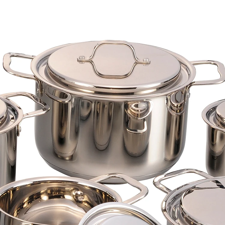 12Pcs Kitchen Ware Stainless Steel Soup Pot Sets Non Stick Cookware Set With Steel Lid details