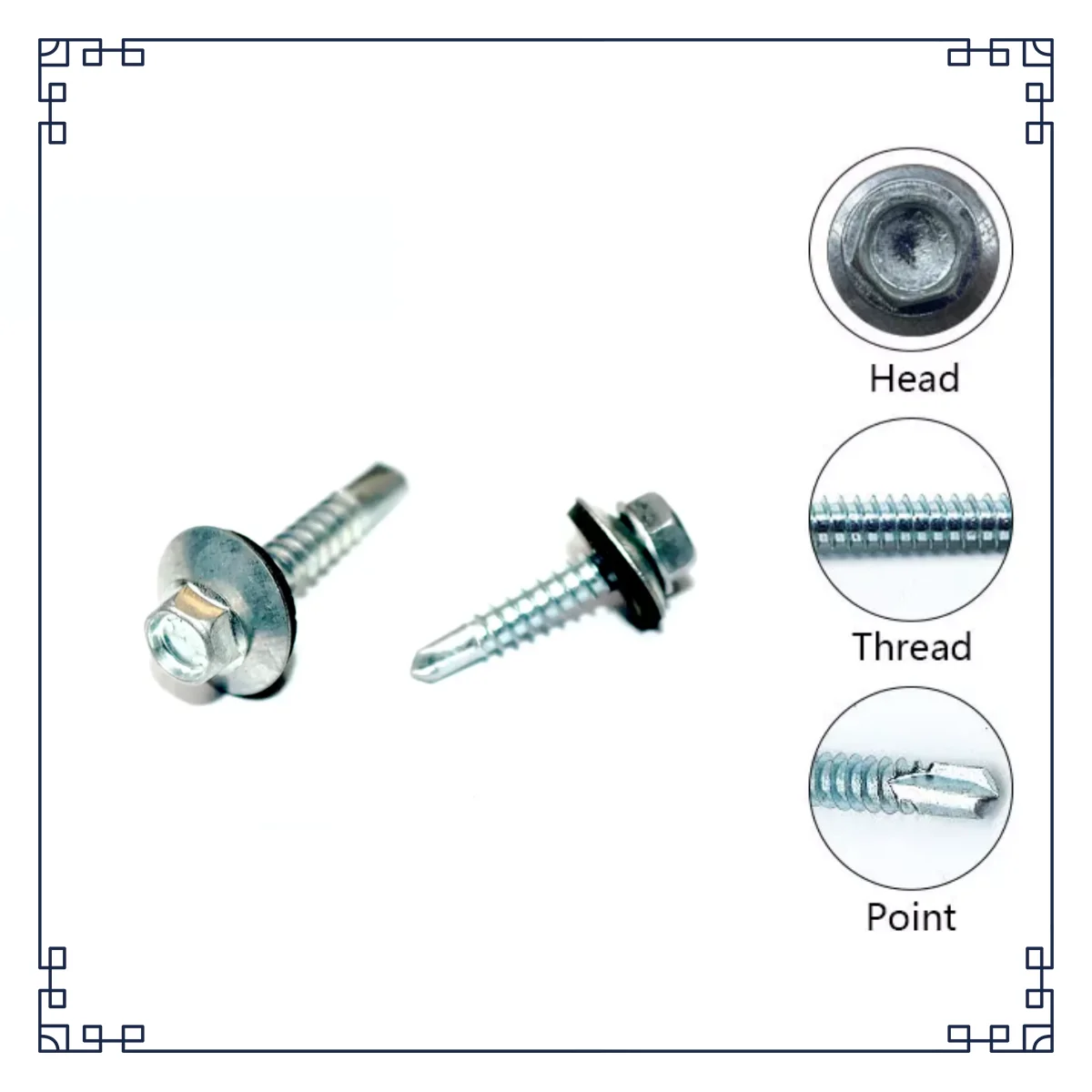 #8 / #10 / #14 Stainless Hex Washer Head Self Drilling Sheet Metal Tek Screws with Drill Point 1/2'' to 2'' Size details