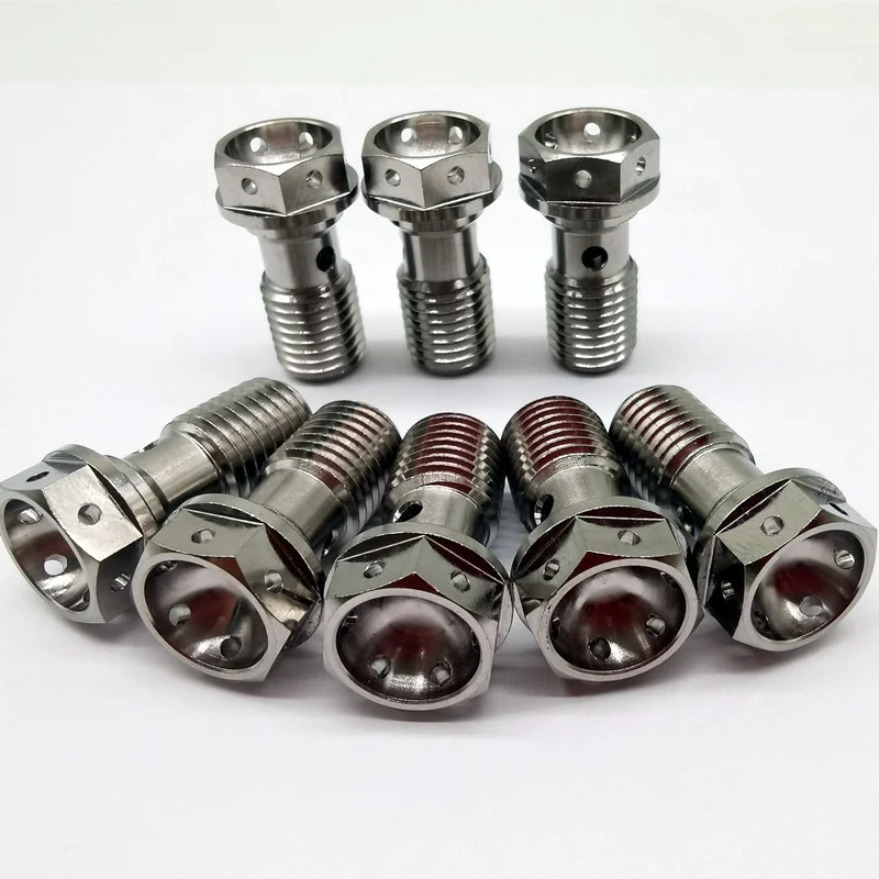 High Strength Customized Titanium GR5 M8 M10 Titanium Banjo Bolt